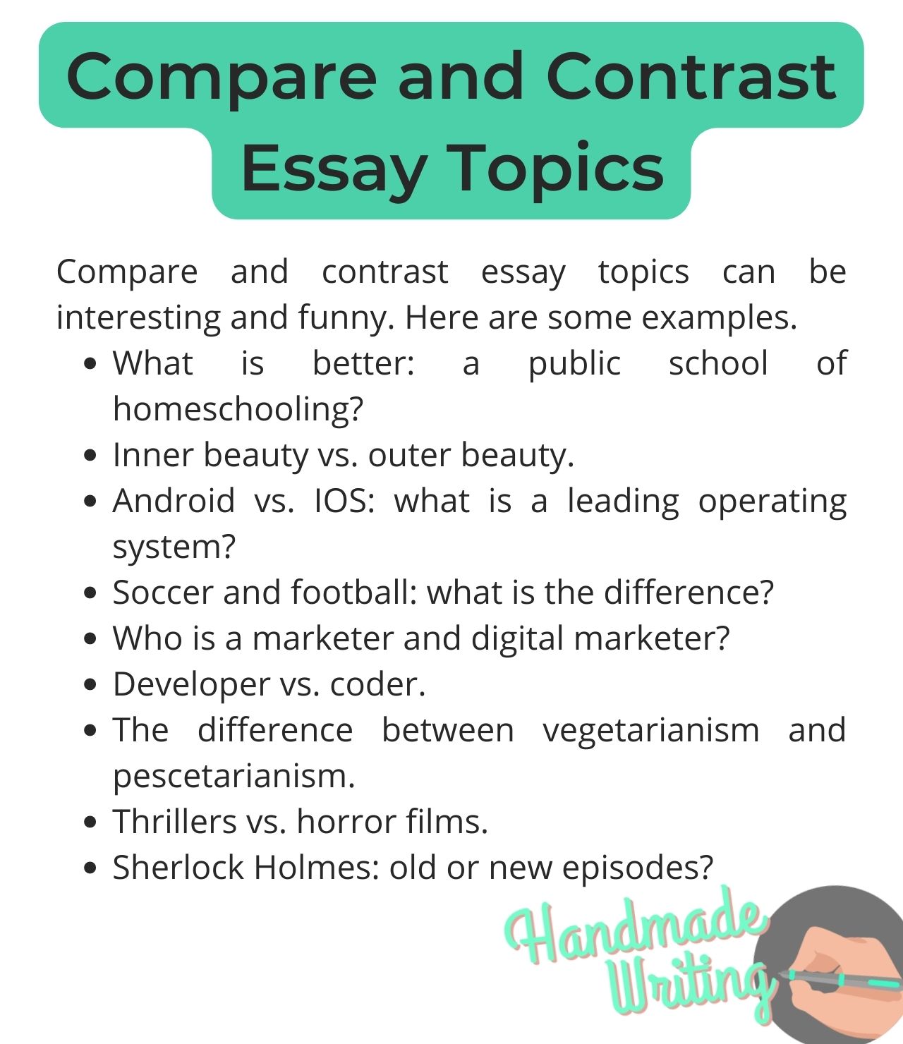 compare contrast essay topics